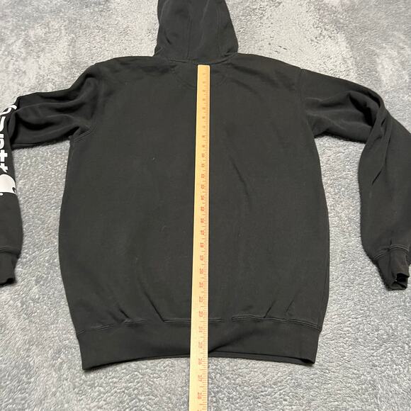 Carhartt Hoodie Mens Small Black Arm Graphic Work Loose Fit Sweatshirt - Picture 5 of 7